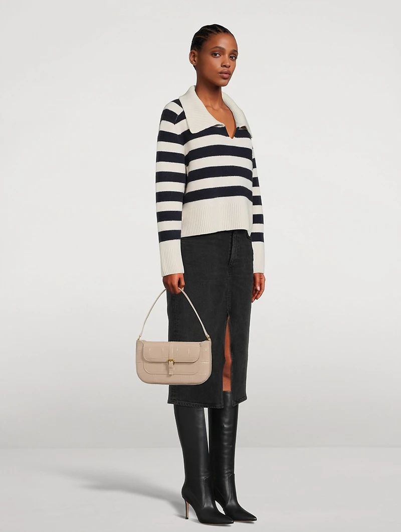 Miranda Croc-Embossed Leather Shoulder Bag