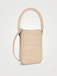Note Croc-Embossed Leather Pochette