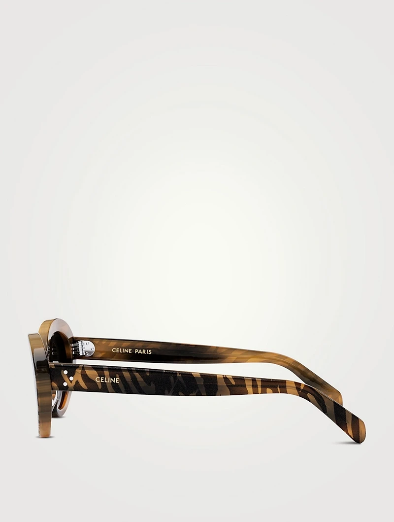 Oval Sunglasses In Tiger Print