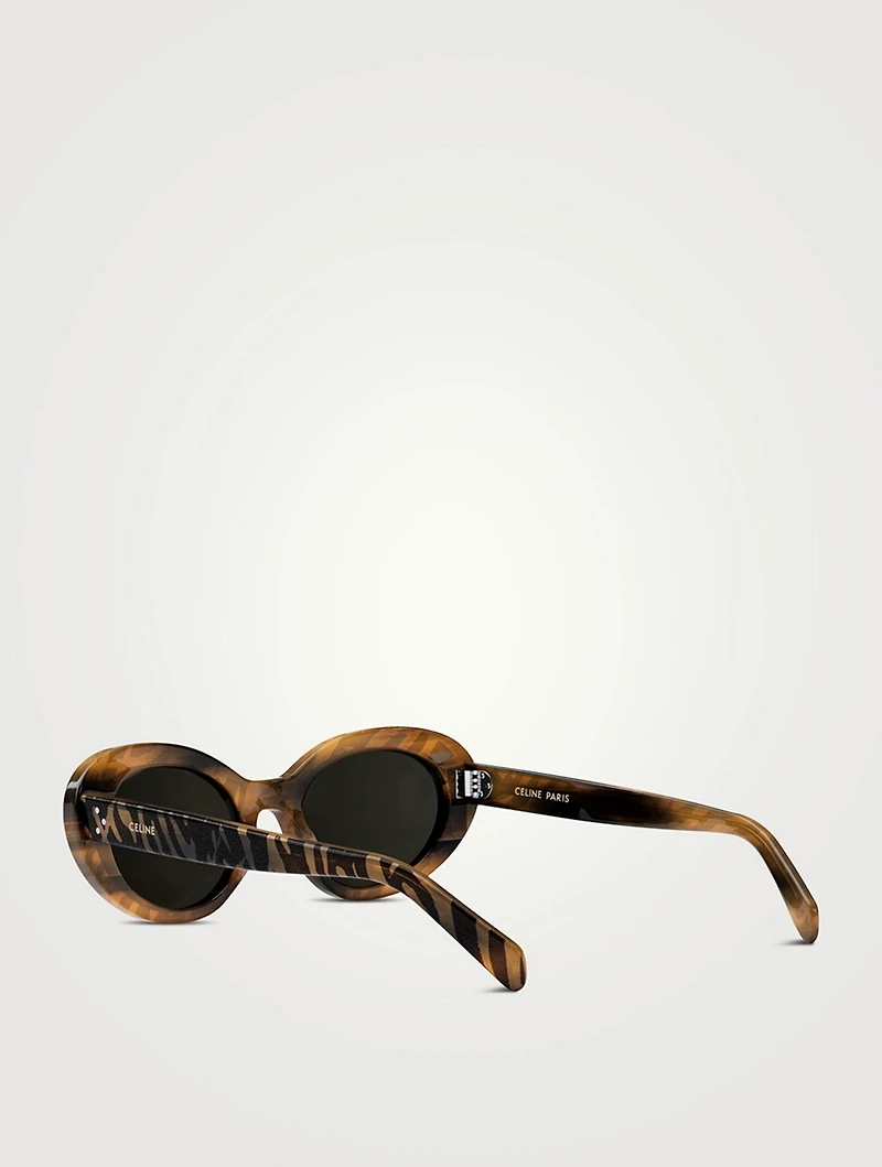 Oval Sunglasses In Tiger Print