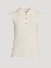 Liri Sleeveless Cashmere Polo Shirt