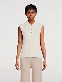 Liri Sleeveless Cashmere Polo Shirt