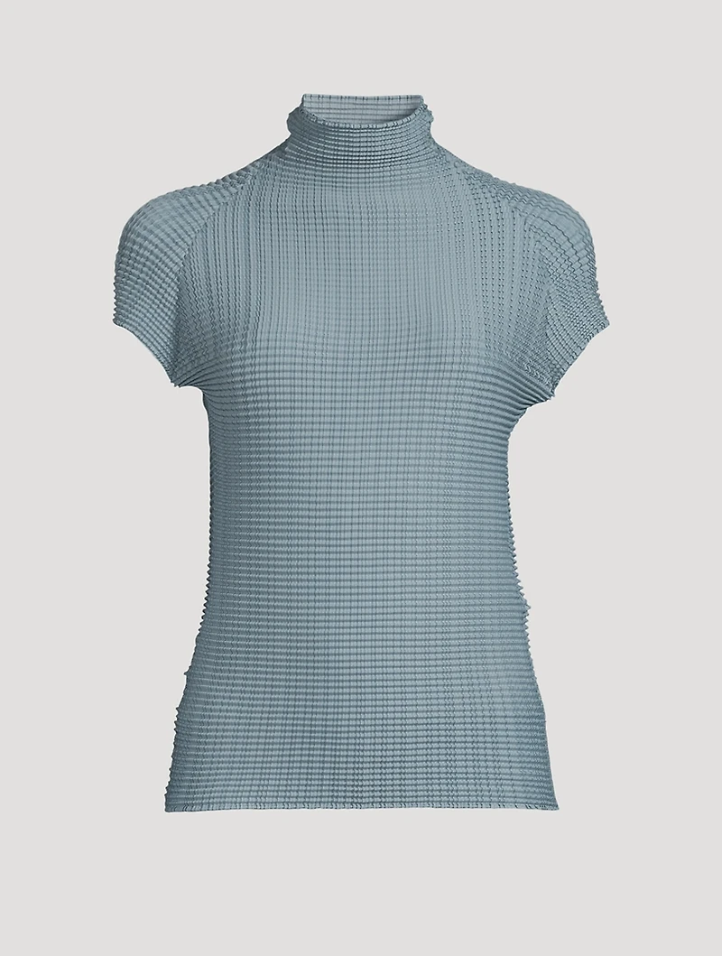 Wooly Pleats Turtleneck Top