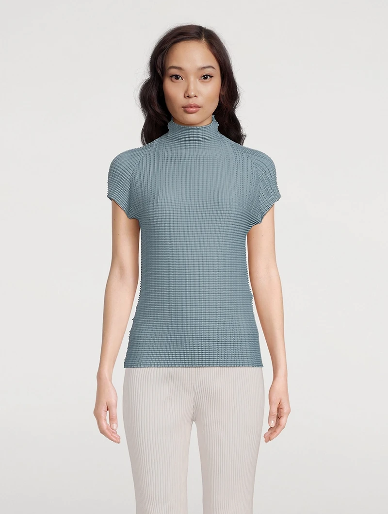 Wooly Pleats Turtleneck Top