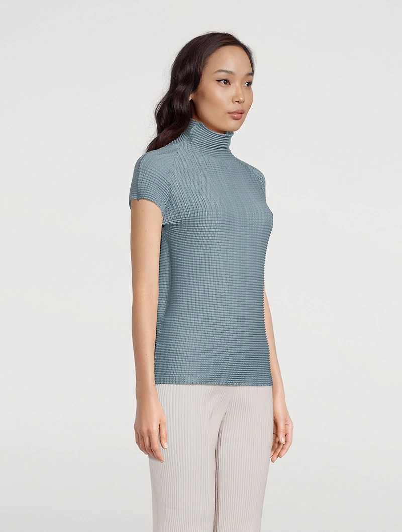 Wooly Pleats Turtleneck Top