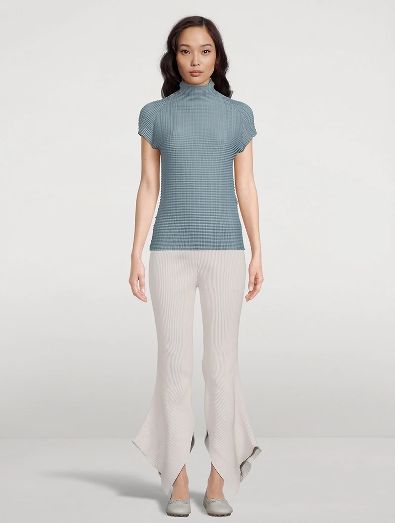 Wooly Pleats Turtleneck Top