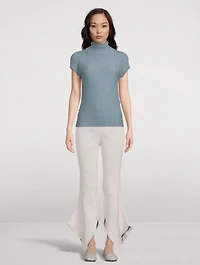 Wooly Pleats Turtleneck Top