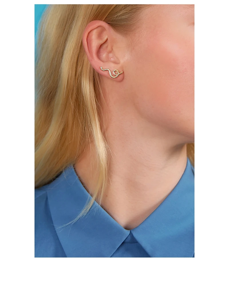 9K Gold Short Wave Earrings