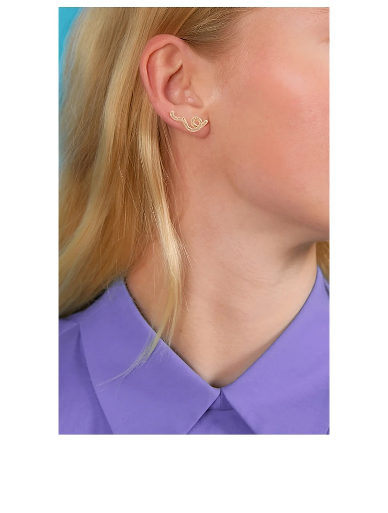 9K Gold Short Wave Earrings