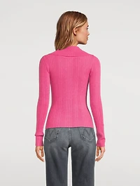 Cashmere Reversible Ribbed Polo Sweater