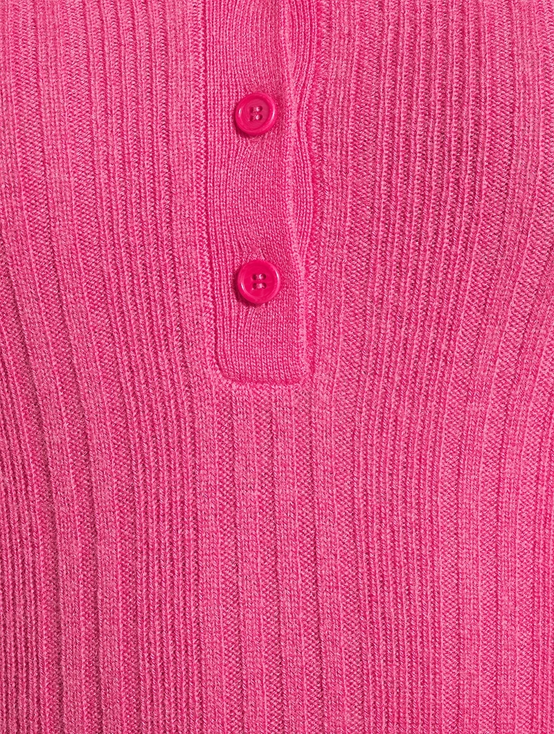 Cashmere Reversible Ribbed Polo Sweater