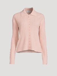 Ribbed Cashmere Collared Cardigan