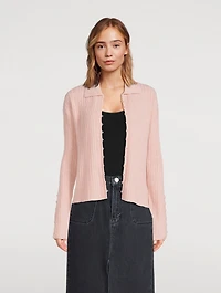 Ribbed Cashmere Collared Cardigan