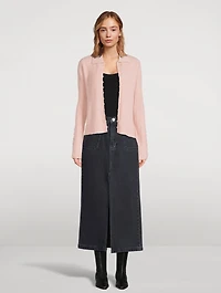 Ribbed Cashmere Collared Cardigan