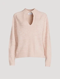 Wool Cashmere Marled Open Neck Sweater