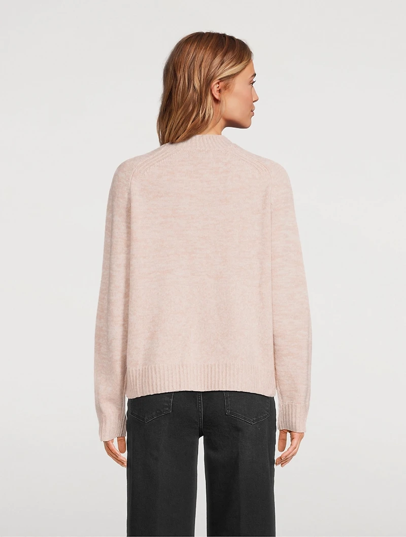 Wool Cashmere Marled Open Neck Sweater