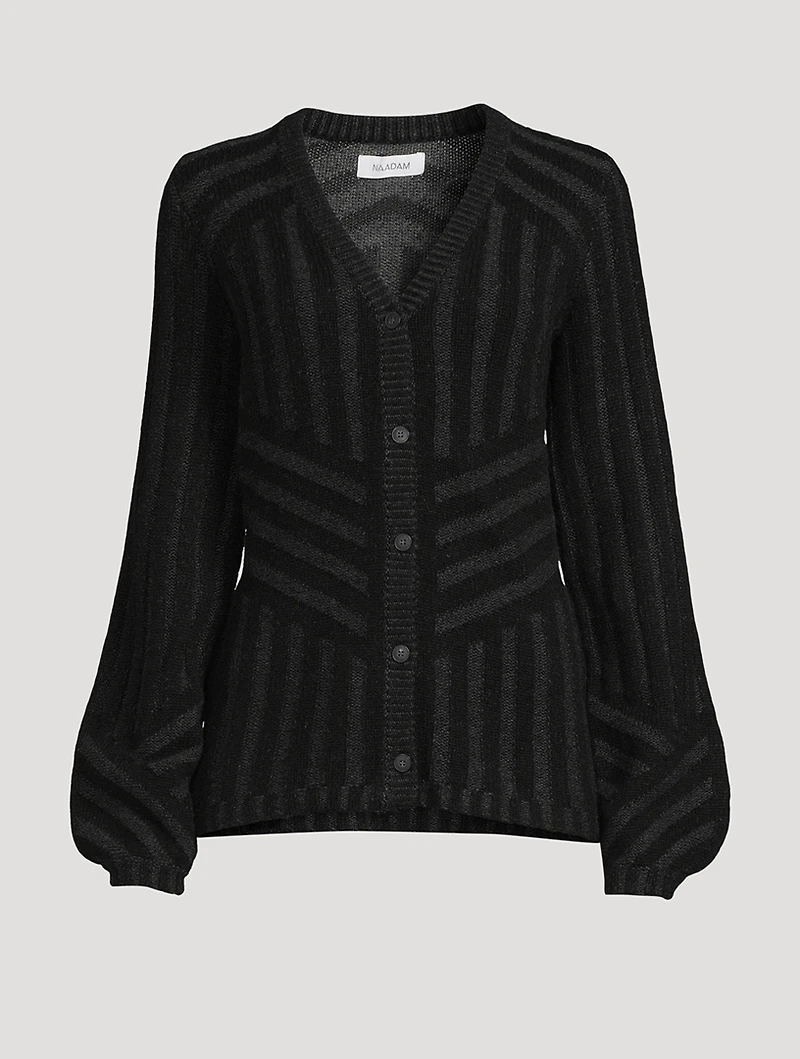 Wool Cashmere Pleat Knit Cardigan