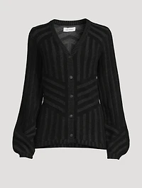 Wool Cashmere Pleat Knit Cardigan