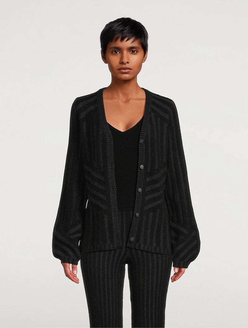 Wool Cashmere Pleat Knit Cardigan