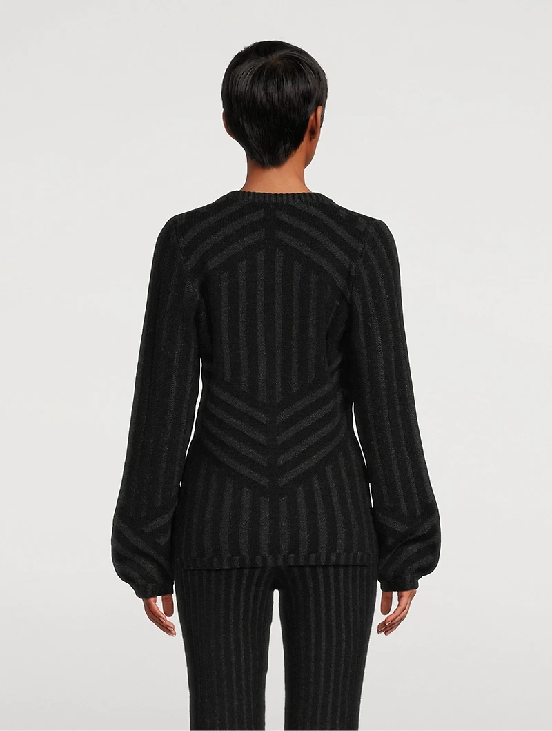 Wool Cashmere Pleat Knit Cardigan