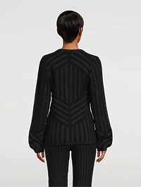 Wool Cashmere Pleat Knit Cardigan