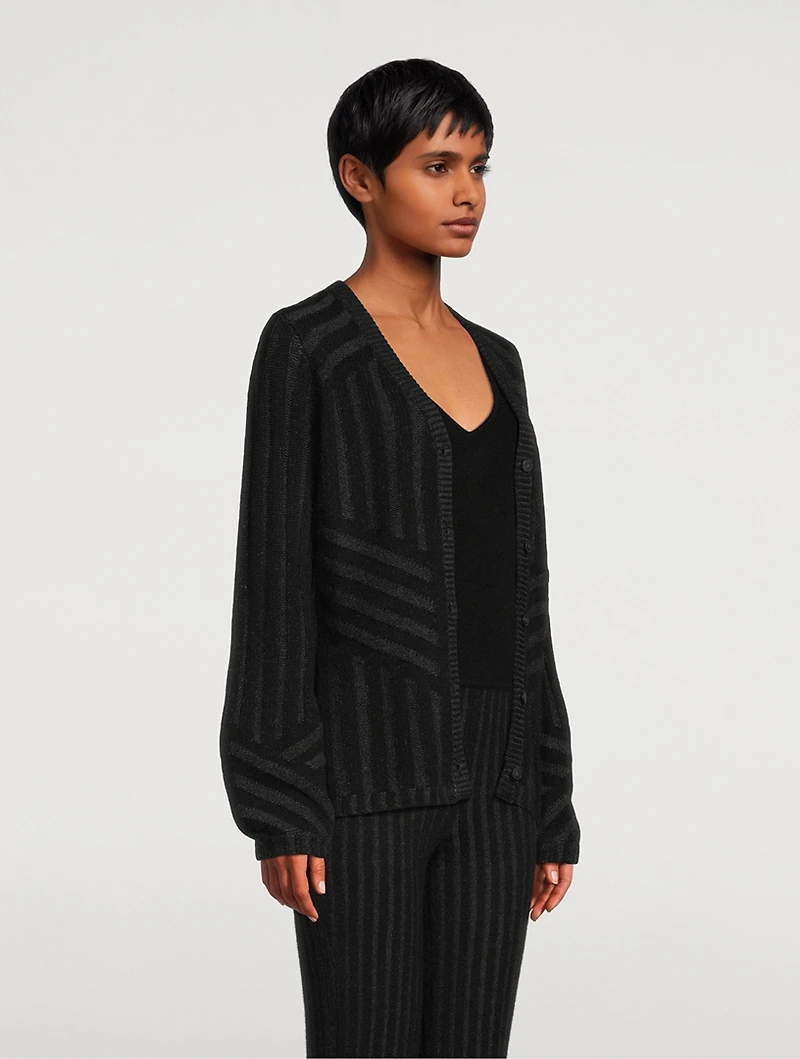 Wool Cashmere Pleat Knit Cardigan