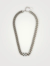 Curb Chain Arrow Necklace With Crystal