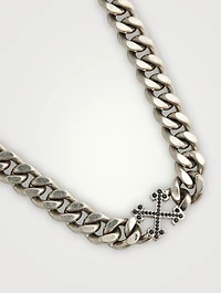 Curb Chain Arrow Necklace With Crystal
