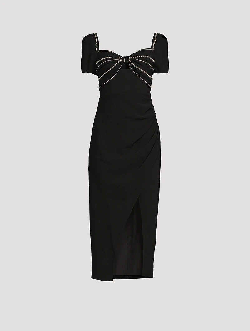 Embellished Crepe Midi Dress