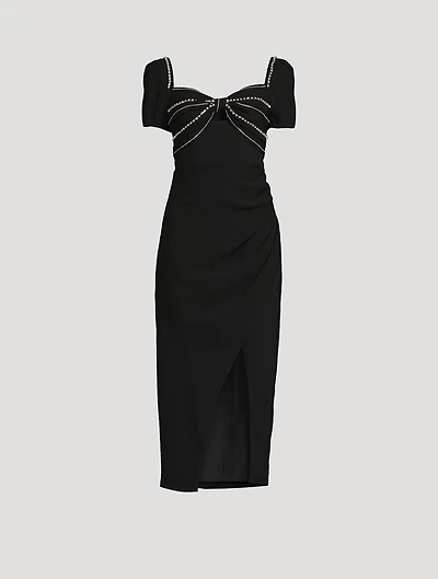 Embellished Crepe Midi Dress