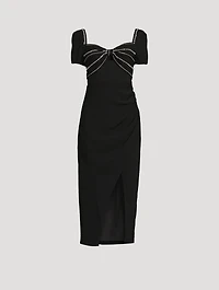 Embellished Crepe Midi Dress