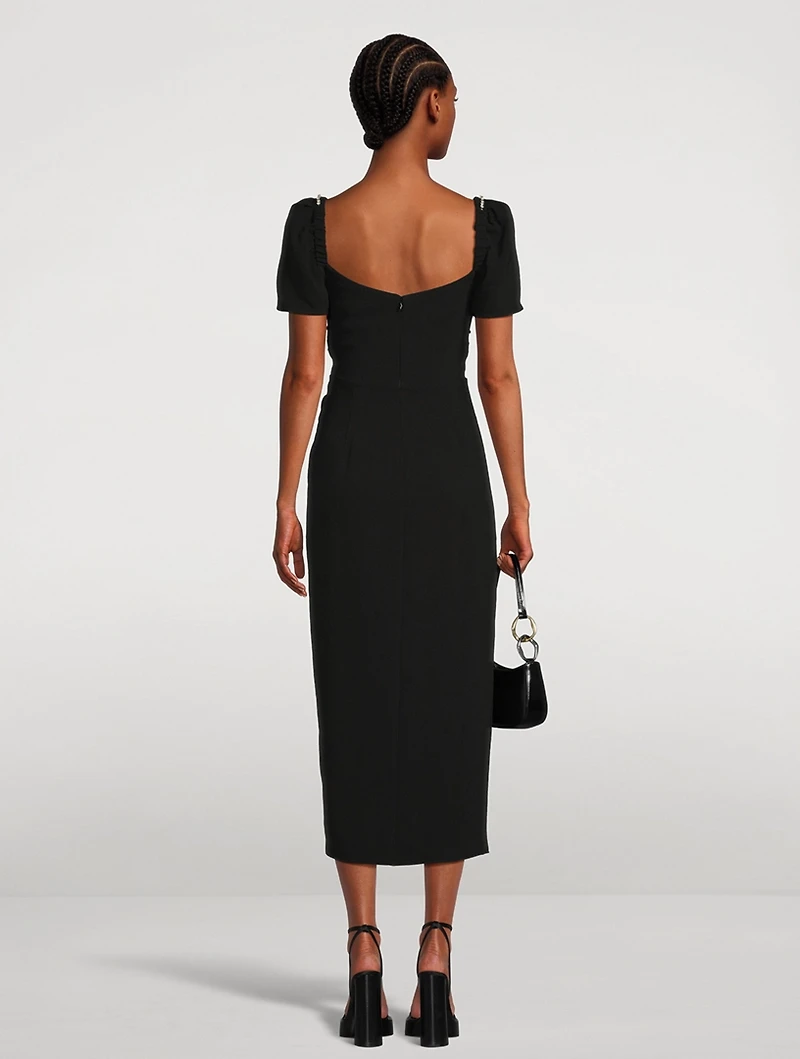 Embellished Crepe Midi Dress