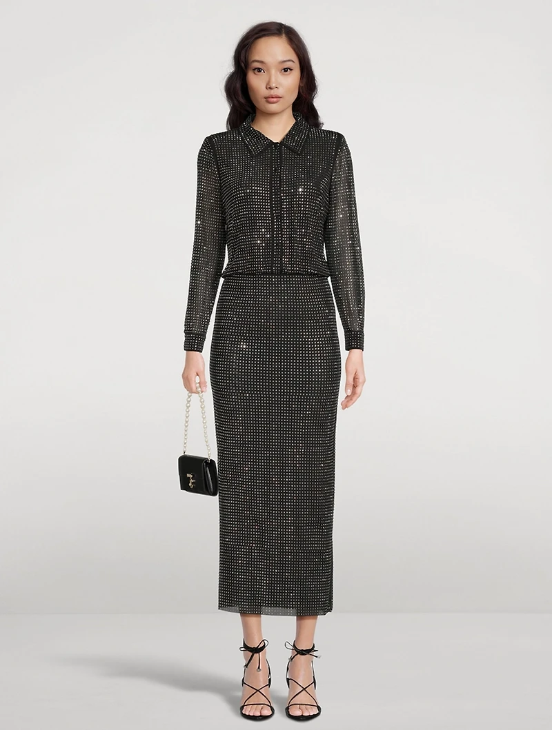 Crystal Mesh Shirt Dress