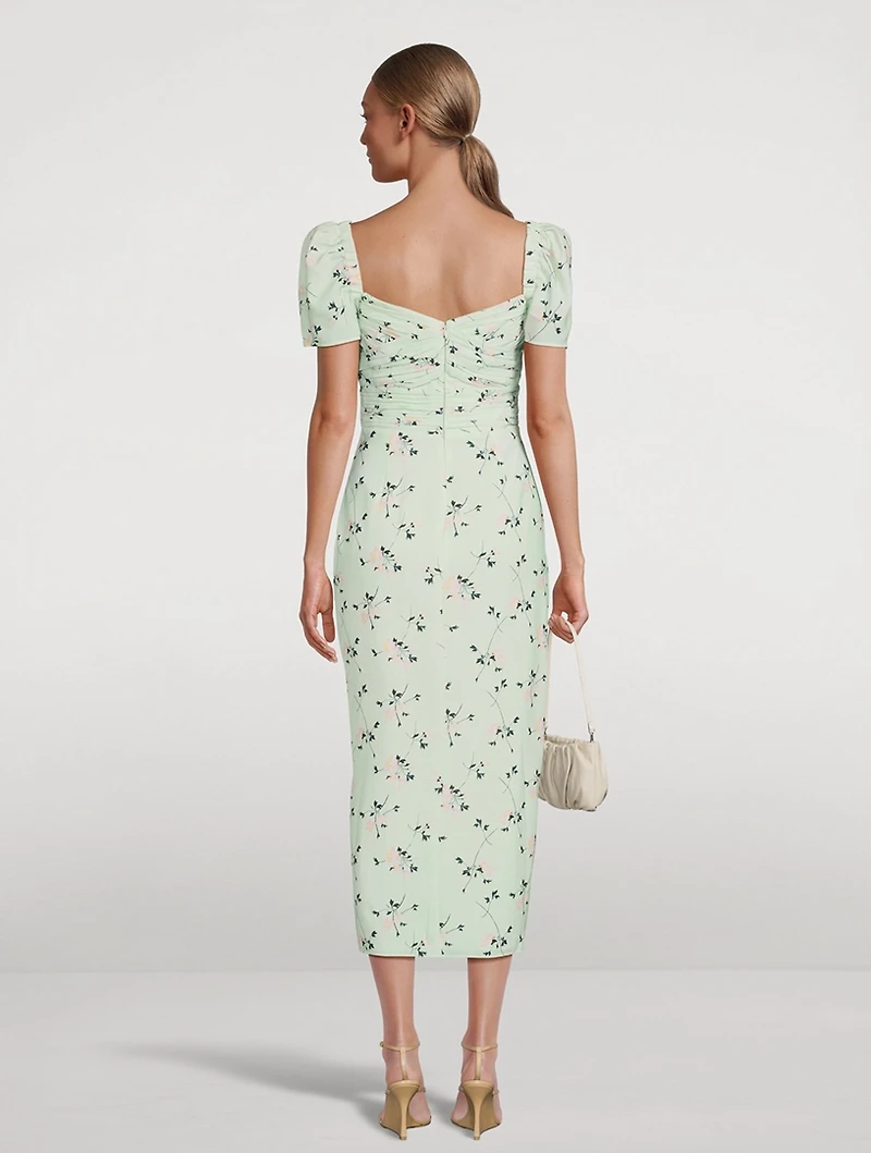 Stretch Crepe Midi Dress Iris Print