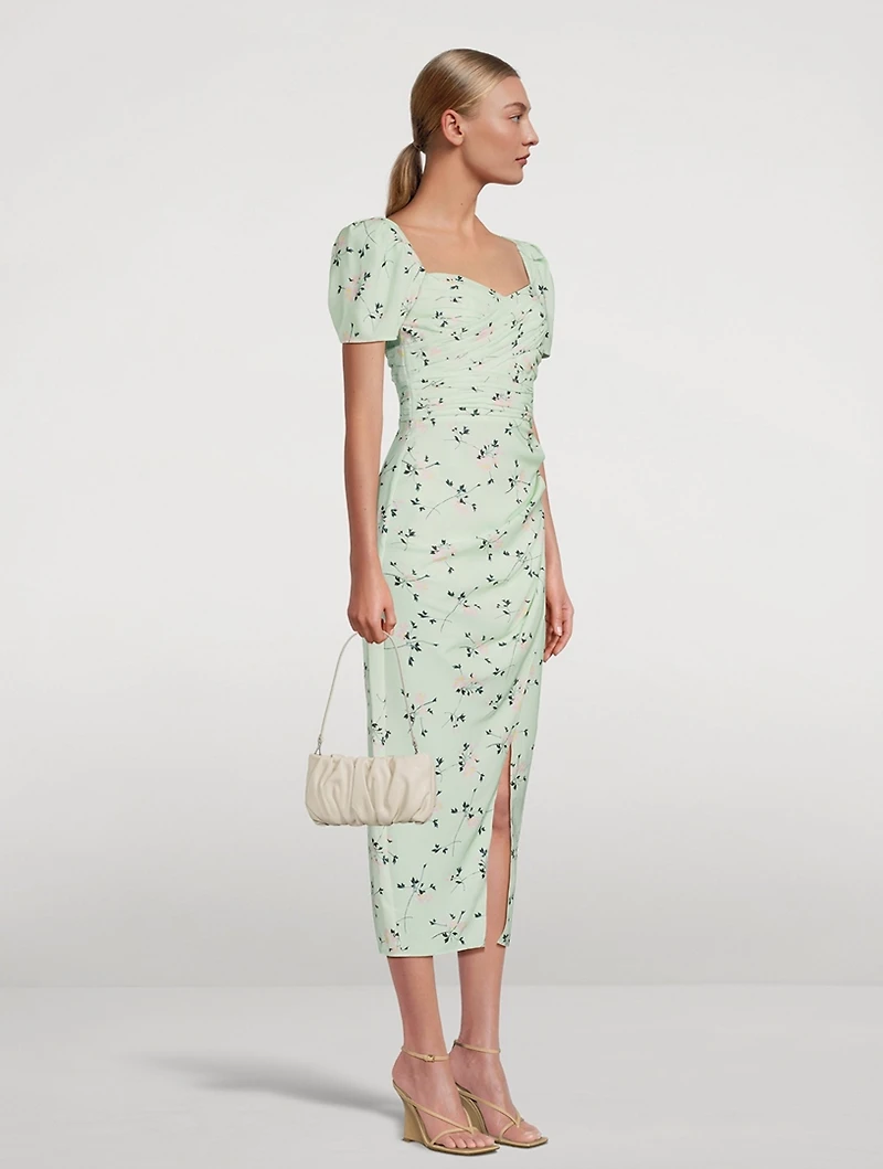 Stretch Crepe Midi Dress Iris Print