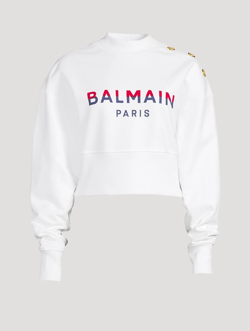 Flocked Logo Cropped Sweatshirt
