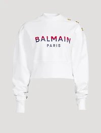Flocked Logo Cropped Sweatshirt