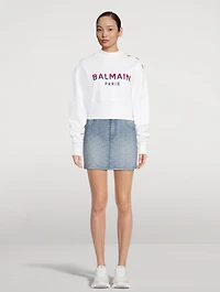 Flocked Logo Cropped Sweatshirt