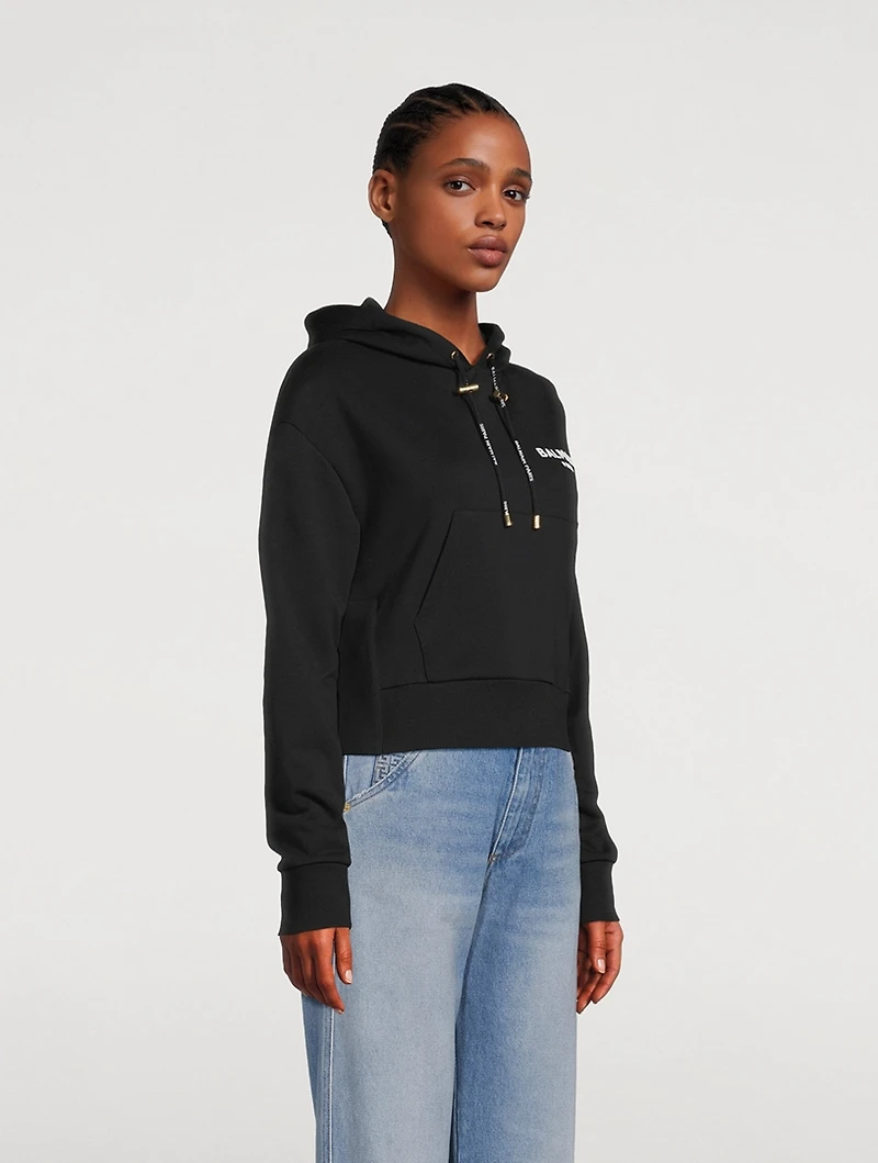 Flock Logo Cropped Hoodie