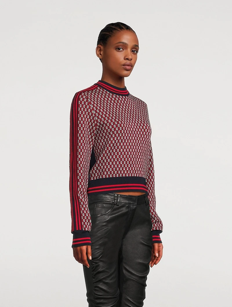 Wool Monogram Cropped Sweater
