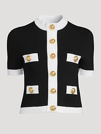 Short-Sleeve Crewneck Cardigan
