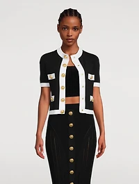 Short-Sleeve Crewneck Cardigan