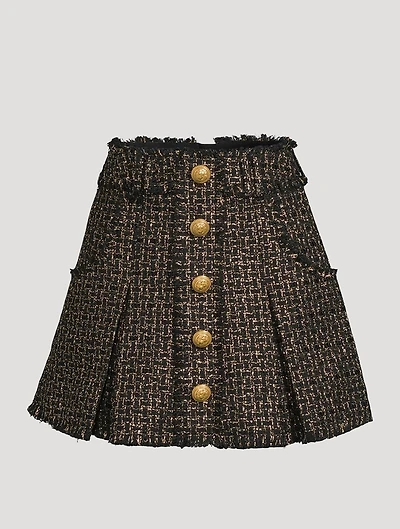 Lurex Tweed Pleated Mini Skirt