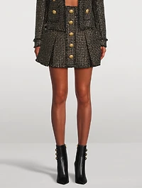 Lurex Tweed Pleated Mini Skirt