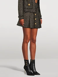 Lurex Tweed Pleated Mini Skirt