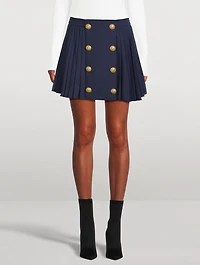 Pleated Wool Mini Skirt