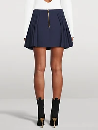 Pleated Wool Mini Skirt