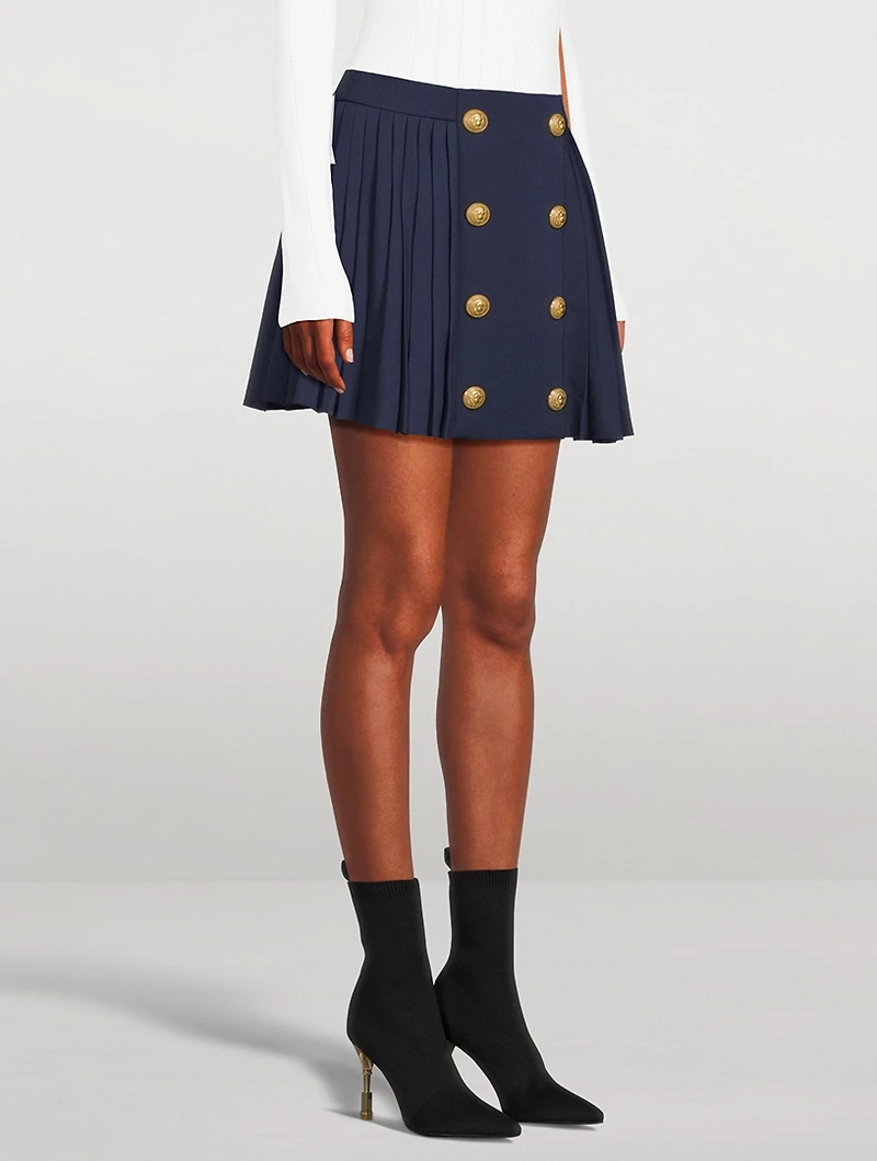 Pleated Wool Mini Skirt