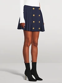 Pleated Wool Mini Skirt