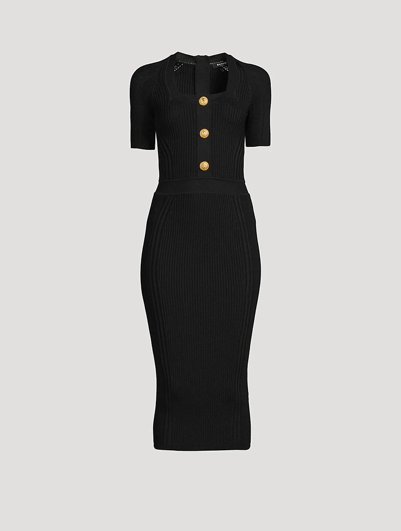 Short-Sleeve Knit Midi Dress
